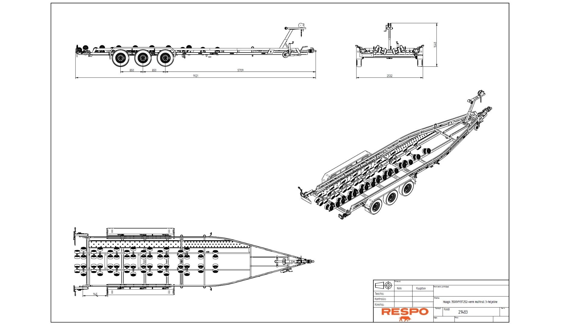 3500V912 Multiroller Triple Axle